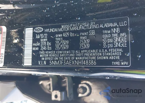 2022 Hyundai Tucson Sel z USA, uszkodzony, nr VIN 5NMJF3AEXNH148386